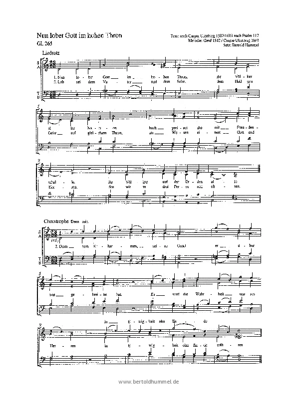 Bertold Hummel: Now Praise God on His High Throne (Melody: Geneva 1542) (Hymn arrangement)
