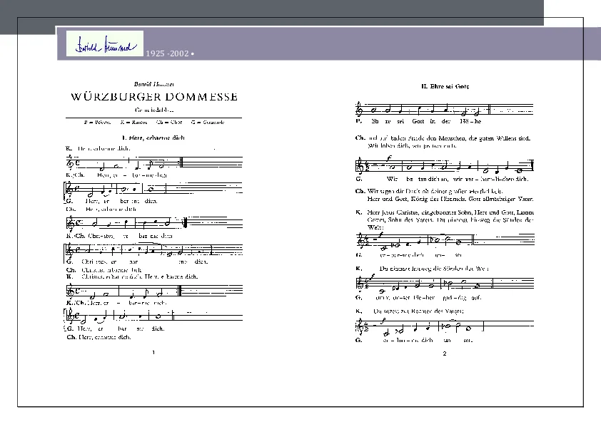 Bertold Hummel : Messe de la cathédrale de Wurtzbourg (grande formation), op. 31a (bulletin paroissial)