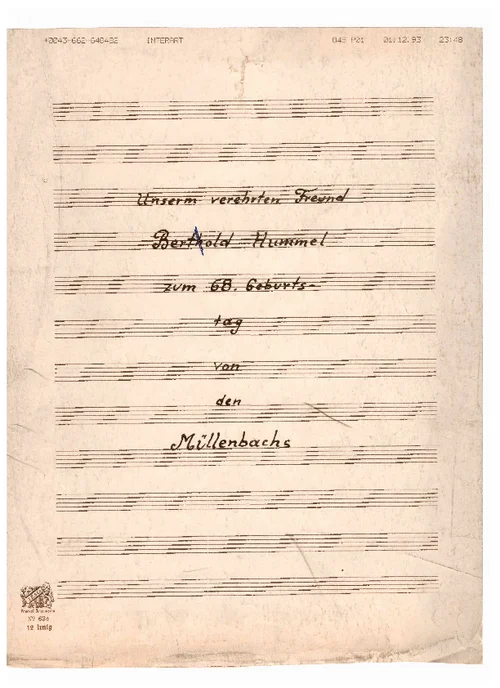 Komponierte Geburtstagsgrüße von Müllenbach und Hummel, 1993