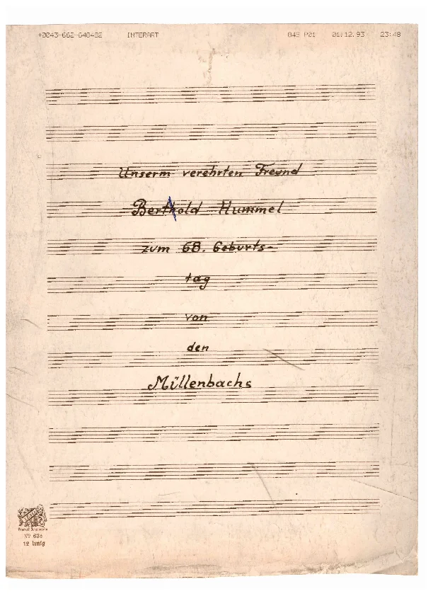 Birthday greetings compiled by Müllenbach and Hummel, 1993