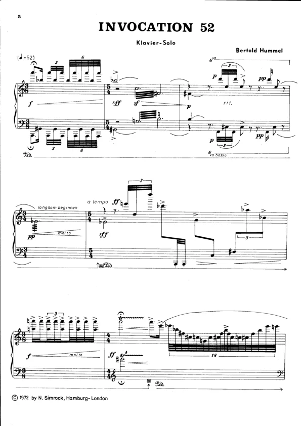 Bertold Hummel: Invocation 52, op. 7 (Noten)