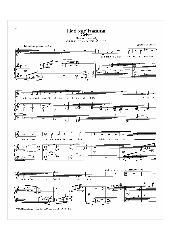 Bertold Hummel : Chanson de mariage (partition)