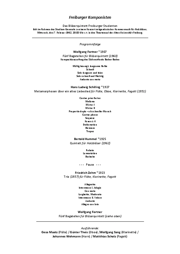 Programme for the world premiere of Op. 22