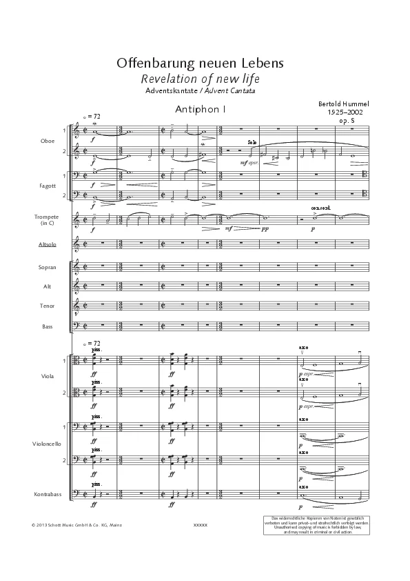 Bertold Hummel: Offenbarung neuen Lebens, op. 8 (Antiphon I)