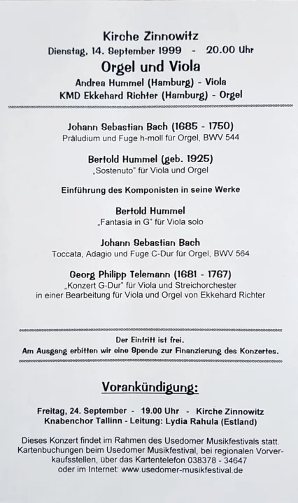 op. 11b Programme de la première