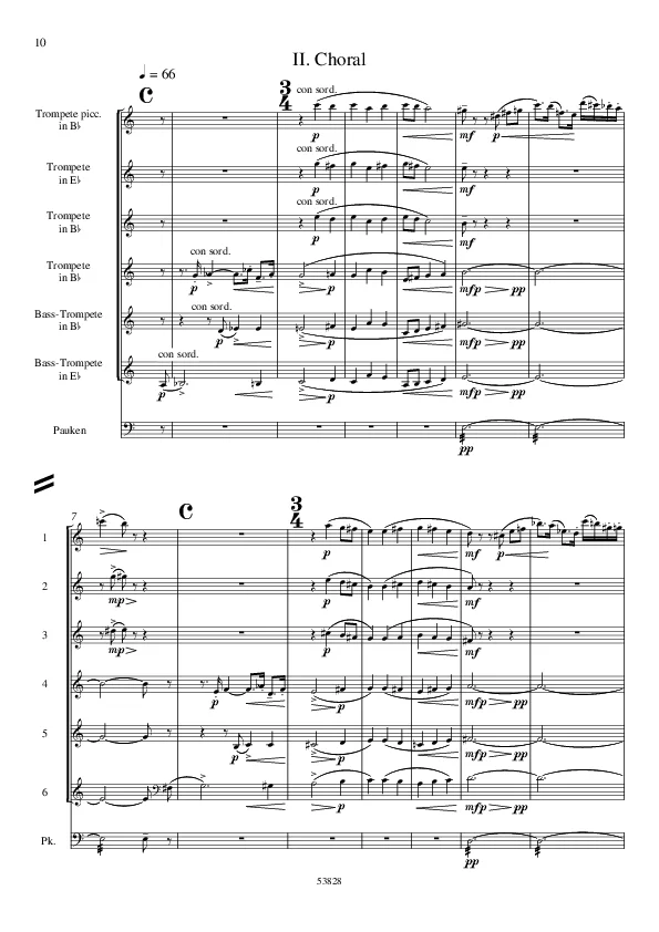 Bertold Hummel: Säckingen for 6 trumpets, Op. 103f, No. 2 (sheet music)