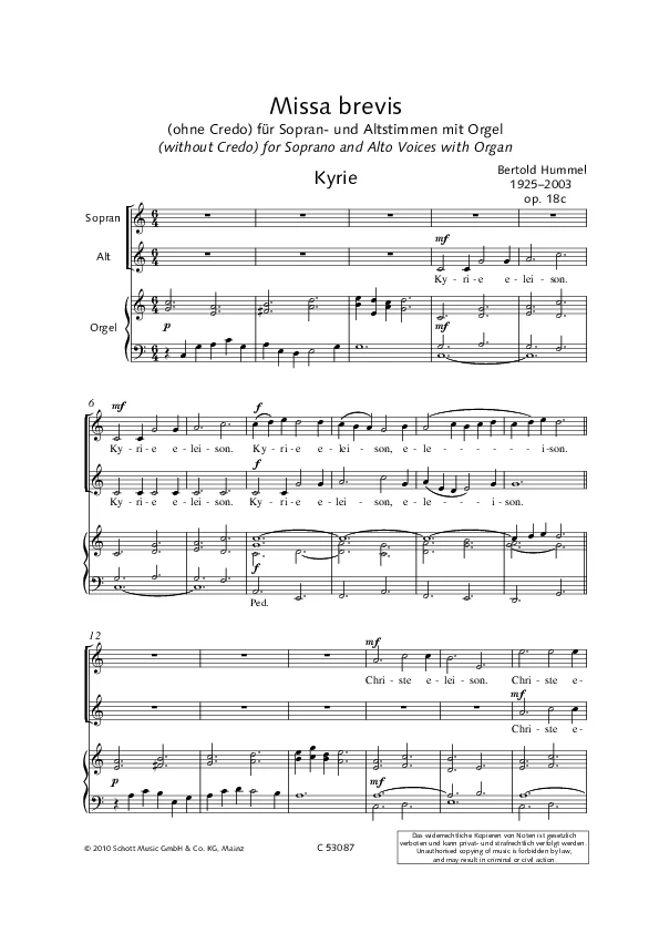 Bertold Hummel: Op. 18c (Noten)