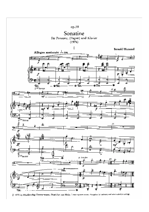 Bertold Hummel: Sonatina, Op. 59b, No. 1 (sheet music)