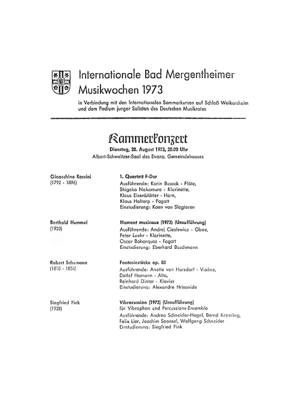 Programm der UA op. 48