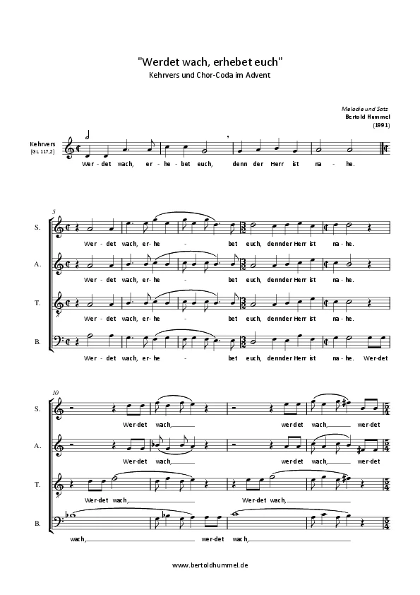Bertold Hummel: Werdet wach, erhebet euch (Chorpartitur)