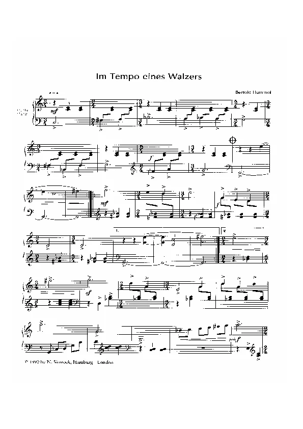 Bertold Hummel: Im Tempo eines Walzers für Harfe, op. 88g (Noten)