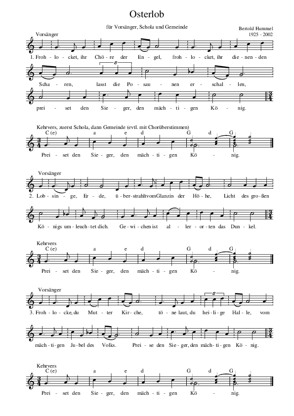 Bertold Hummel: Osterlob (Partitur komplett)