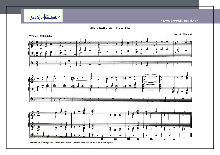 Bertold Hummel: Allein Gott in der Höh sei Ehr (Orgel-Vor- und Nachspiel)