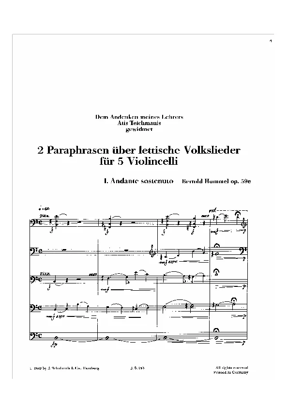 Bertold Hummel : Paraphrases, op. 59e, n° 1 (partition)