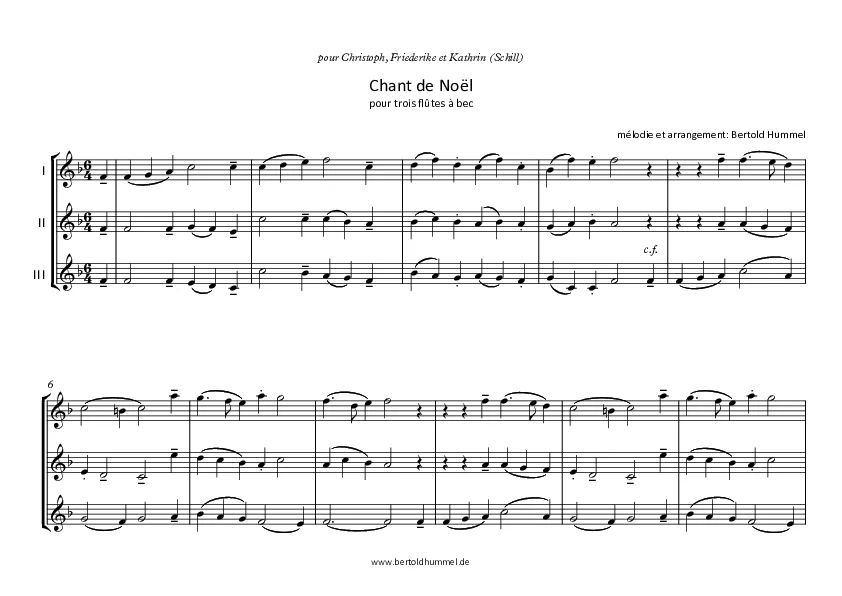 Bertold Hummel: chant de noel pour flutes a bec