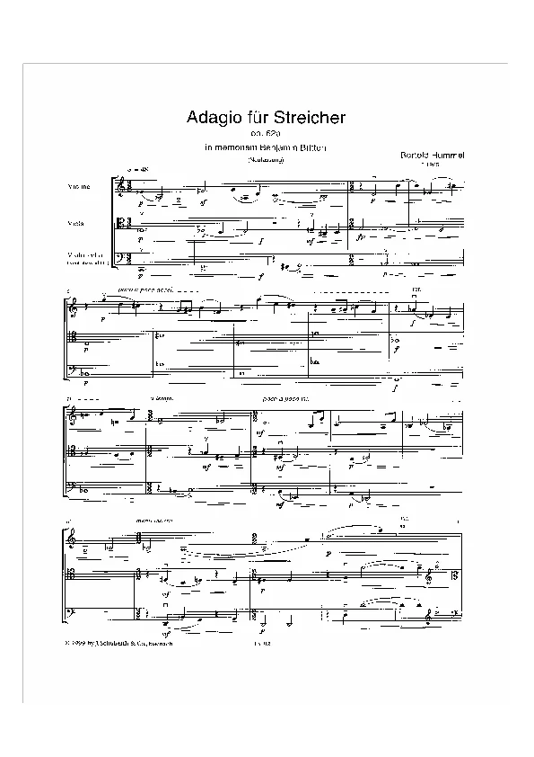 Bertold Hummel: Adagio für B. Britten, op. 62a, 1 (Noten)