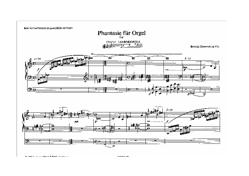 Bertold Hummel: Phantasie für Orgel, op. 87c (Noten)