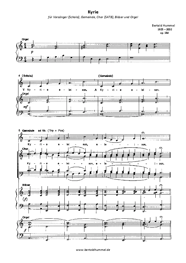 Bertold Hummel : Op. 18d, n° 1 (partition)