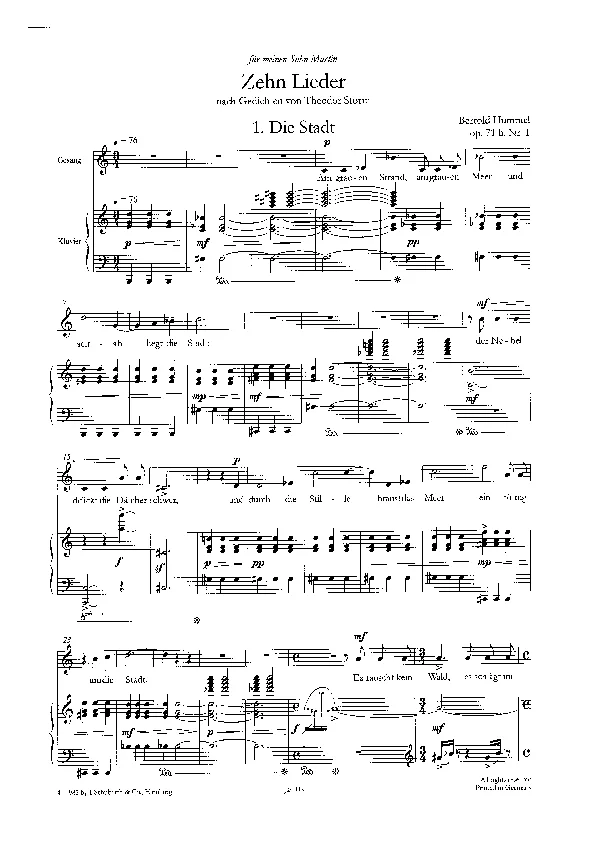 Bertold Hummel: 10 Storm Songs, Op. 71b, No. 1 (sheet music)