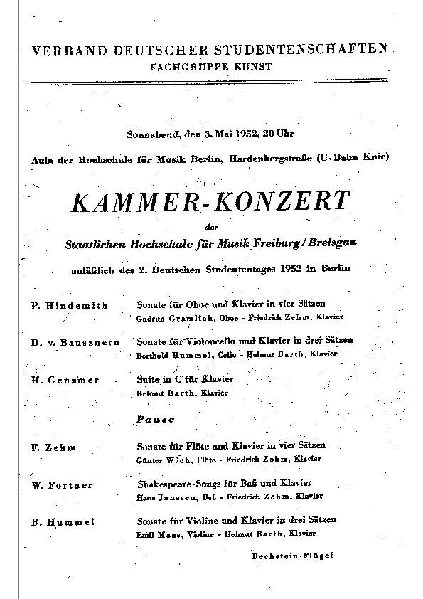 Programm der UA op. 6