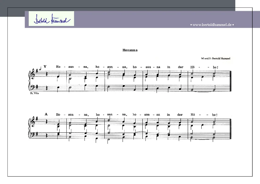 Bertold Hummel: Hosanna, hosanna, hosanna (Orgelsatz)