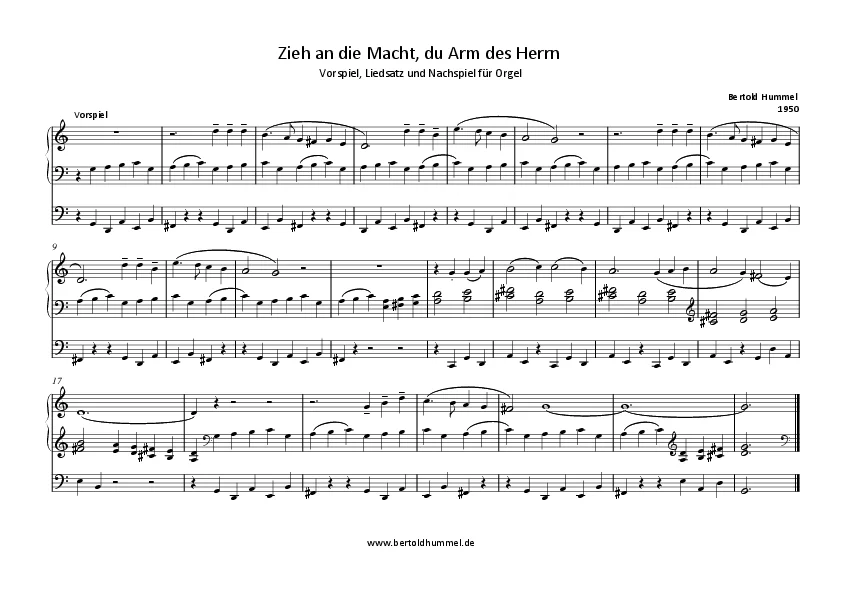 Bertold Hummel: Zieh an die Macht (Vor- und Nachspiel, Liedsatz)