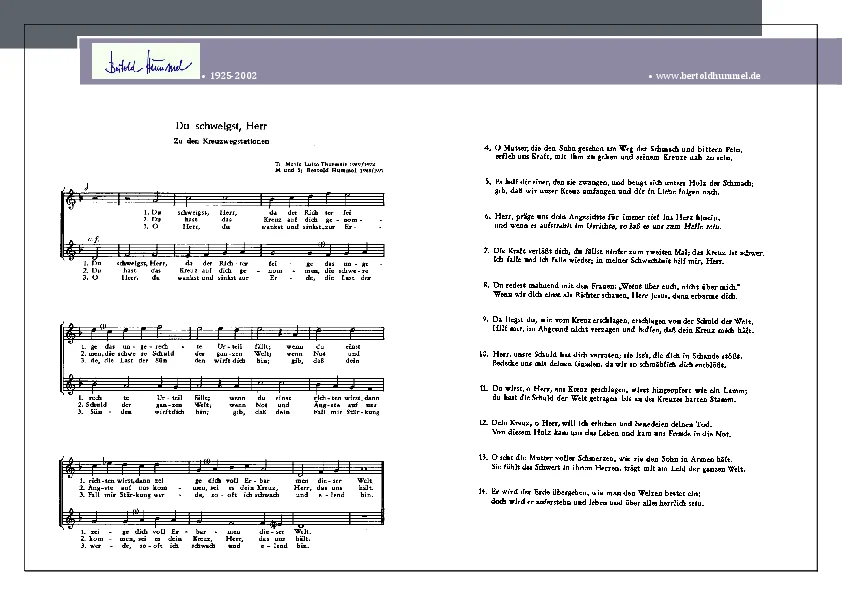 Bertold Hummel: Du schweigst, Herr - 2-stimmiger Satz