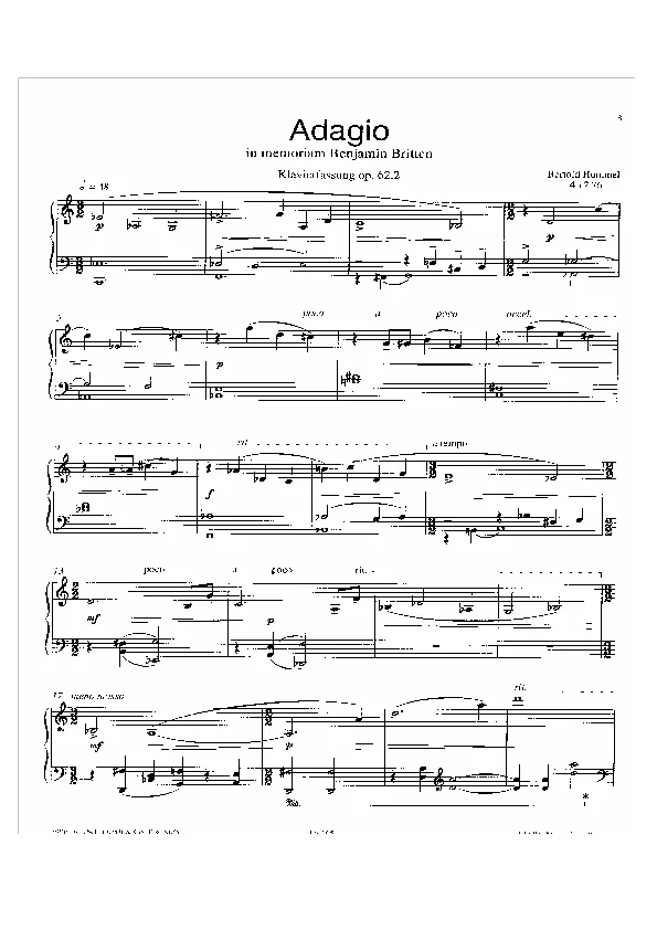 Bertold Hummel: Adagio für B. Britten, op. 62a, 2 (Noten)