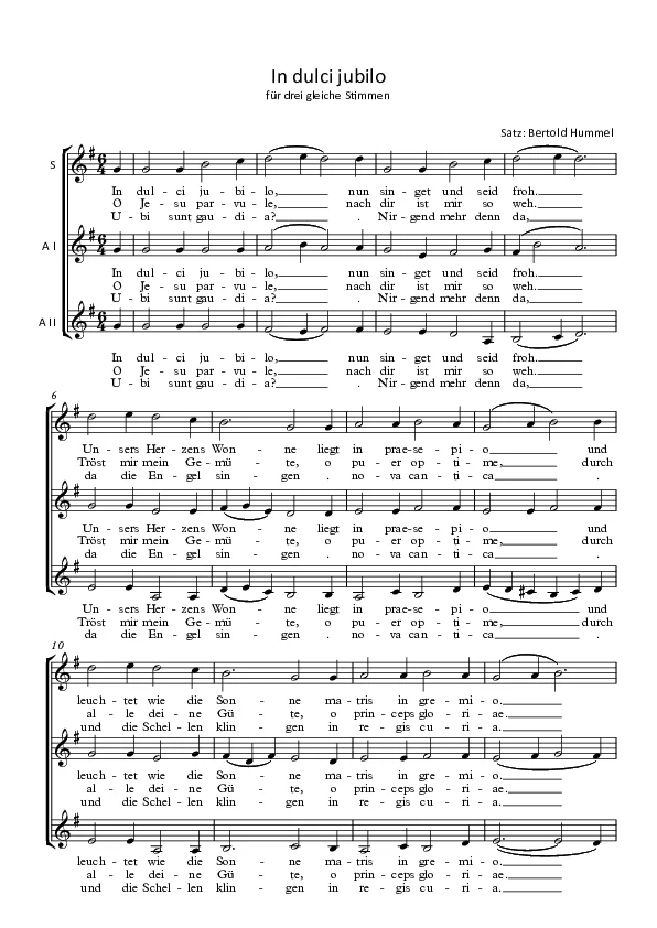 Bertold Hummel: In dulci jubilo - dreistimmig