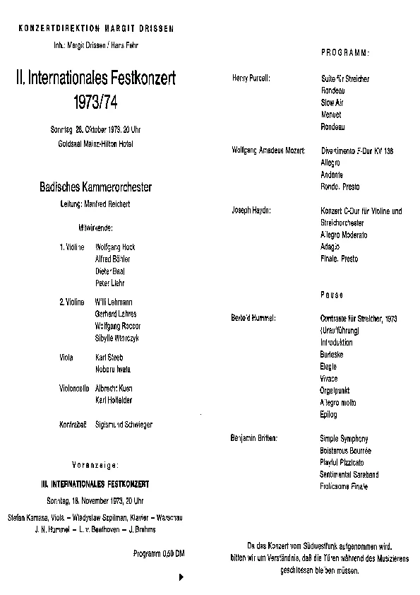 Programme de l'UA op. 50