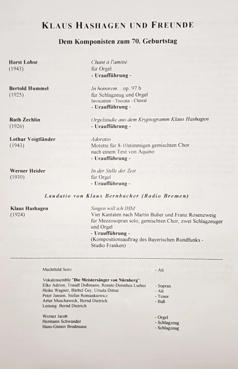 Programm der UA op. 98a