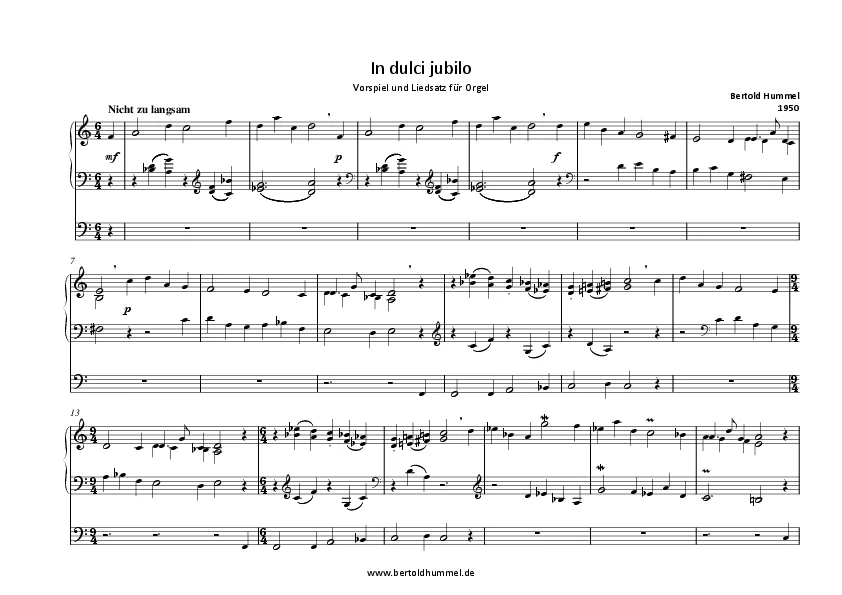 Bertold Hummel: In dulci jubilo (Orgelvorspiel und Liedsatz)