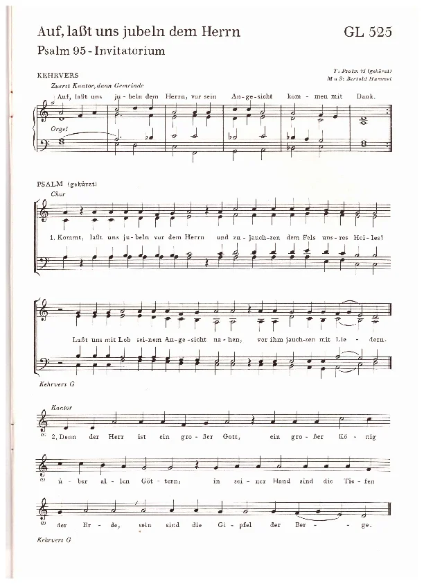 Bertold Hummel: Psalm 95 - Gemeinde, SATB, Orgel - gekürzt