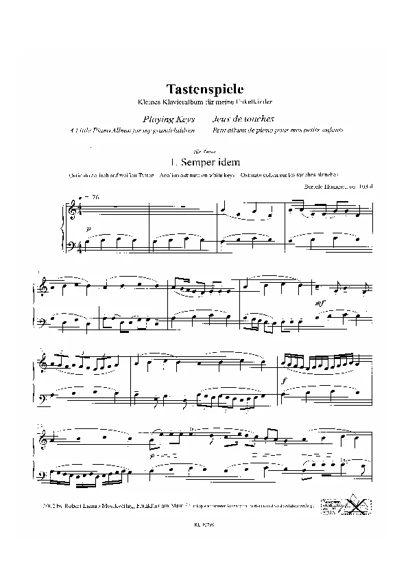 Bertold Hummel: Keyboard Pieces for Piano, Op. 103d, Nos. 1–3 (sheet music)