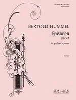 A small, pink music book cover, titled ‘Bertold Hummel, Episodes Op. 23, for large orchestra’, published by Simrock