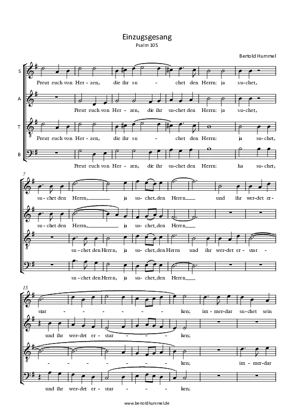 Bertold Hummel: Einzugsgesang Psalm 105 (Chorsatz)