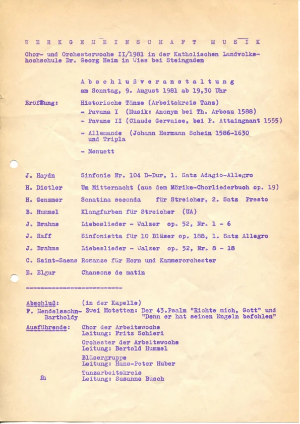 Programm der UA op 75c