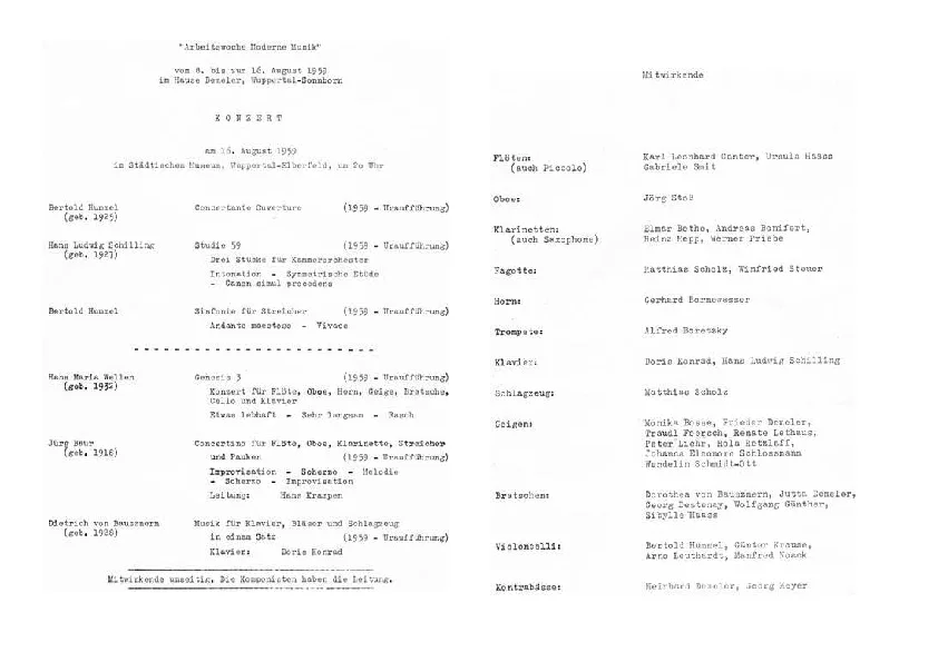 Programme de l'UA op. 20