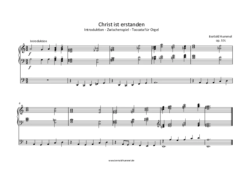 Bertold Hummel: Christ ist erstanden für Orgel, op. 57c (Noten)
