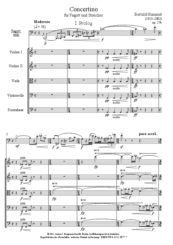 Bertold Hummel : op. 27b, n° 1 (partition)