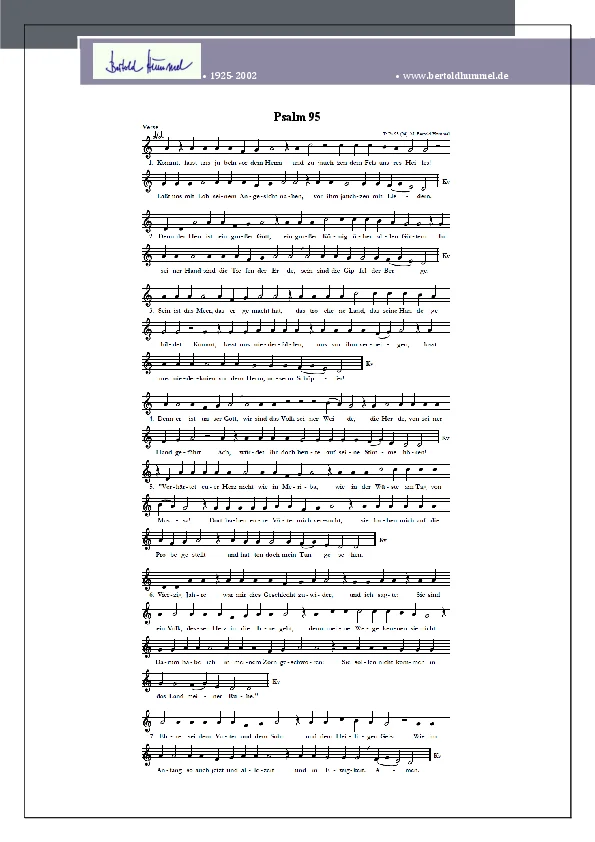 Psalm 95 einstimmig (Kommt, lasst uns jubeln)