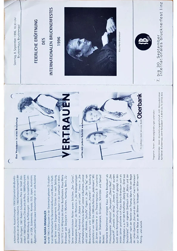 Programme for the world premiere, Op. 91b