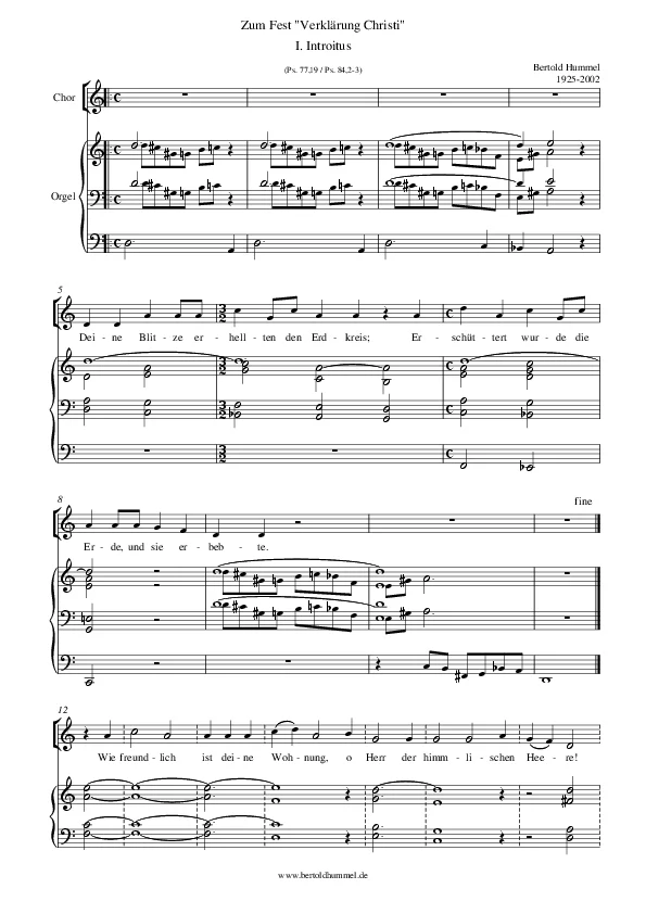 Bertold Hummel: Zum Fest Verklärung Christi (1961)