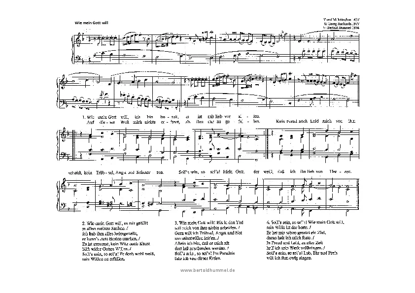 Bertold Hummel: Wie mein Gott will (Orgelvorspiel und Liedsatz)