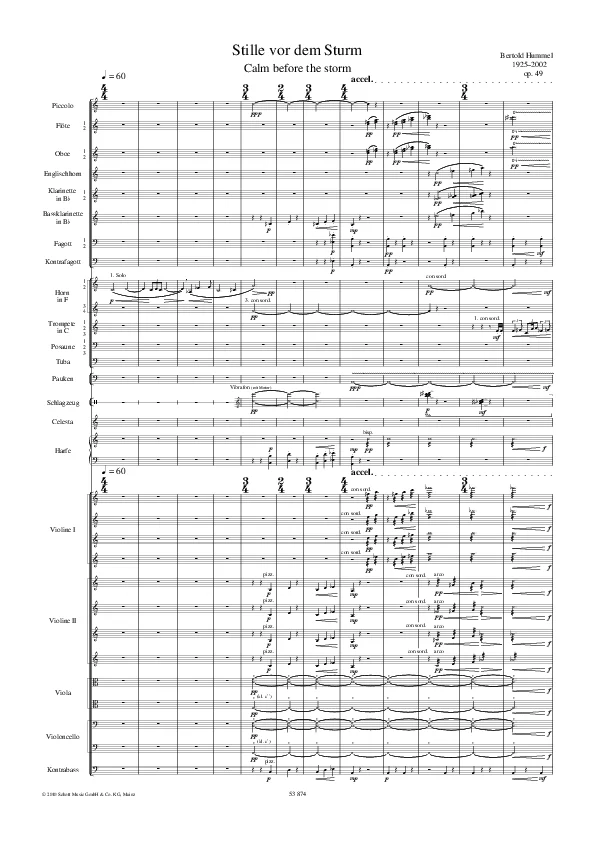Bertold Hummel : Le calme avant la tempête, op. 49 (partition)