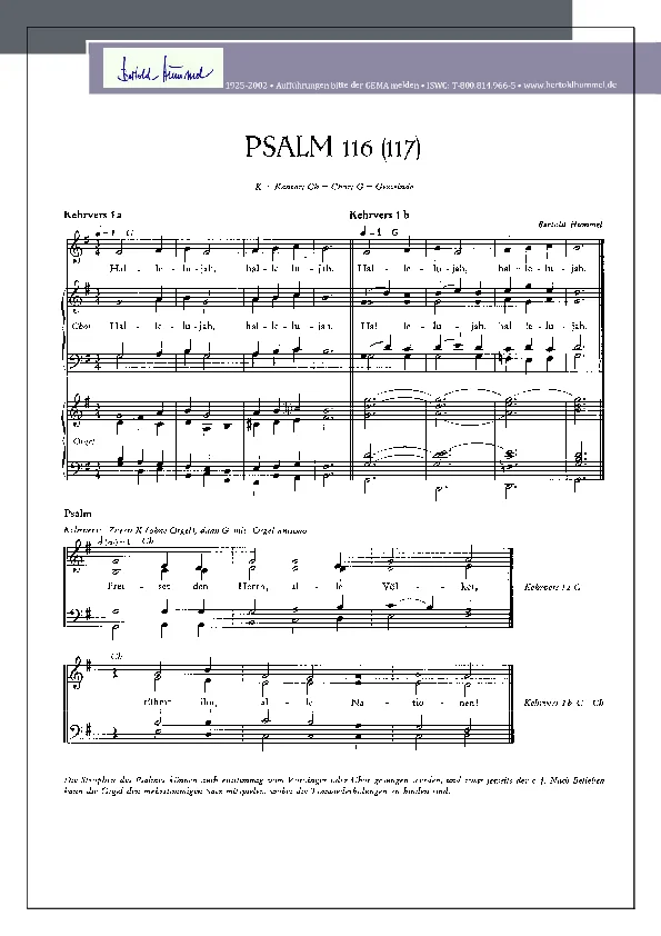 Bertold Hummel: Psalm 117 - mehrstimmig