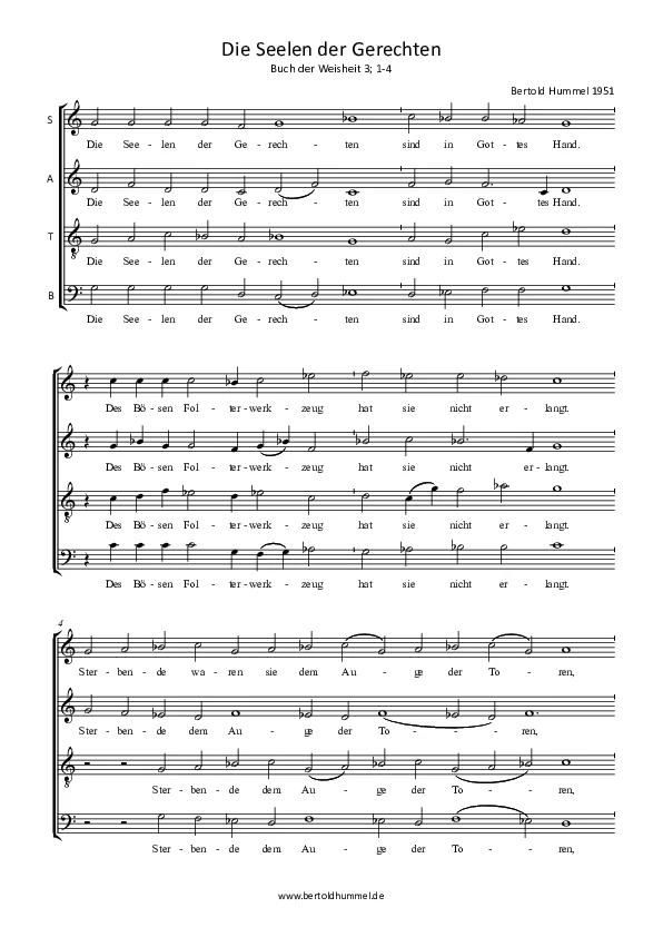 Bertold Hummel: Die Seelen der Gerechten (Chorsatz)