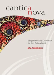 Music book cover featuring an abstract, colourful bird motif, titled ‘Cantica Nova, Contemporary Choral Music for Worship, ACV Choral Book I’