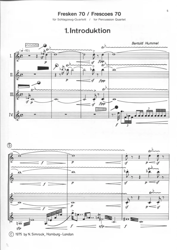 Bertold Hummel : Fresques 70, op. 38 (partition)