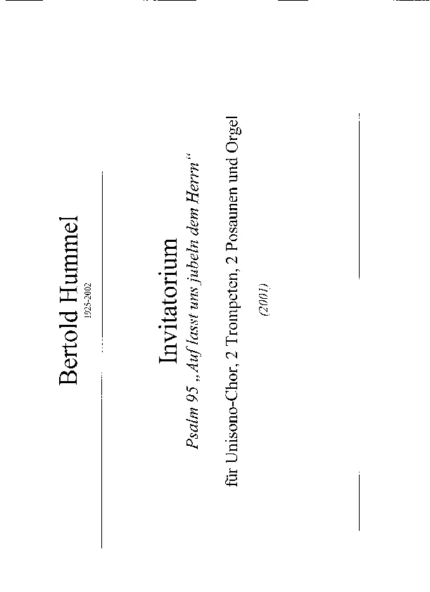 Bertold Hummel: Invitatorium zum Psalm 95 "Auf lasst uns jubeln dem Herrn" (2001, Partitur komplett)